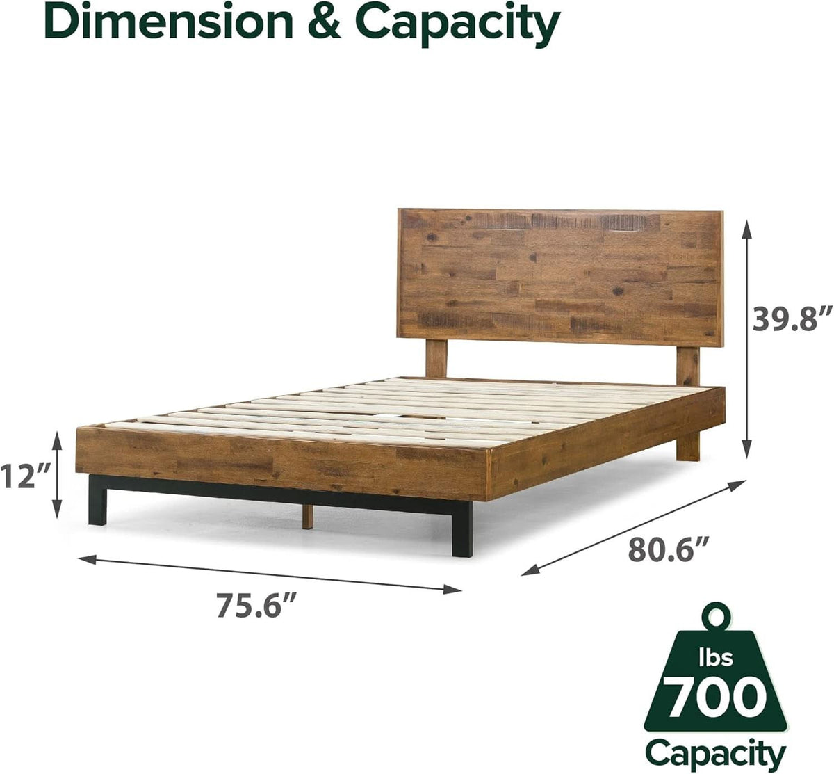 King Platform Bed Frame Featuring Adjustable Headboard