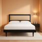 Solid Wood Platform Bed Black Adjustable Headboard