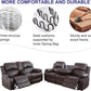 Bonded Leather Living Room Sofa Set With Reclining Sofa And Loveseat Brown