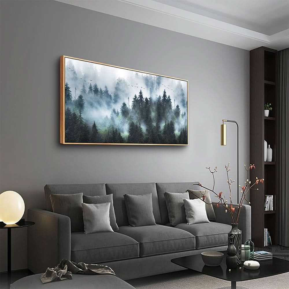Artisan Framed Forest Fog Canvas ExtraLarge Wall Art 24x48