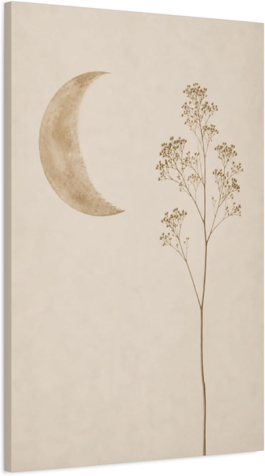 Moon Canvas Wall Art Neutral Palette Celestial Decor