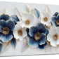 Framed Blue White Floral Canvas Wall Art 20x40 Ready To Hang