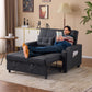 Black Leatherette Convertible Sleeper Sofa With USB