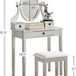 Silver Contemporary Vanity Table With Swivel Mirror