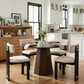 Round Walnut Solid Wood Dining Table 39 Inch Pedestal Base Design Modern