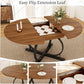 Extendable Round Dining Table Walnut Finish Modern