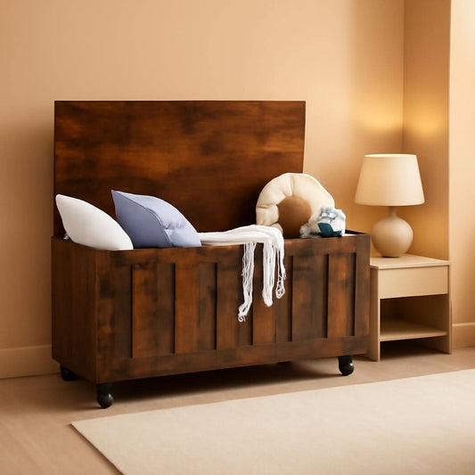 39 Inch Rustic Brown IndustrialGrade SolidStorage Chest