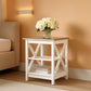 Rustic Ivory End Table Set Of 2 With Shelves 23.6 Inch