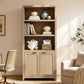 Tall Rattan Bookcase Featuring Five Adjustable Shelves