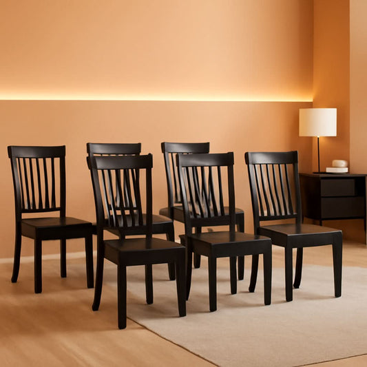 Wooden Windsor Dining Chairs Set Of 6 Dark Brown With Spindle Back