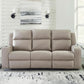 Contemporary Faux Leather Manual Recliner Sofa Beige