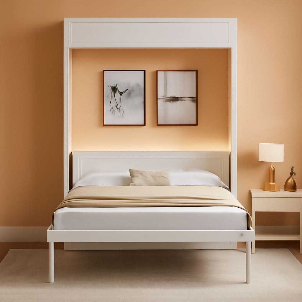 Premium SolidWood FullSize Murphy Bed Cabinet Drawers-0