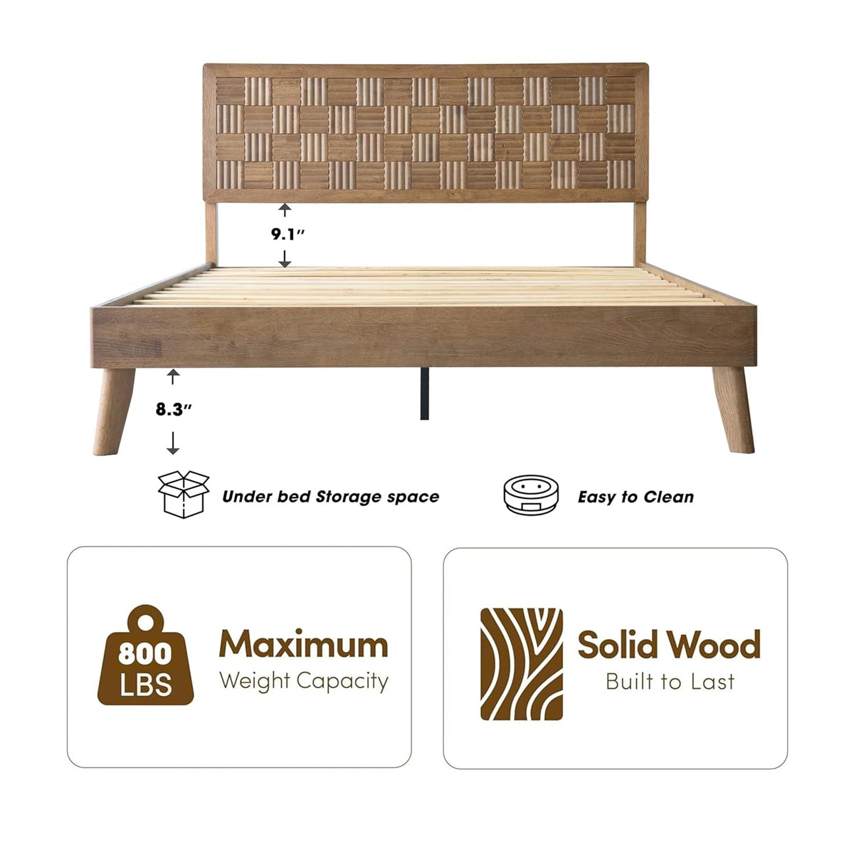 Queen Size Hand crafted Solid Wood Platform Bed frame