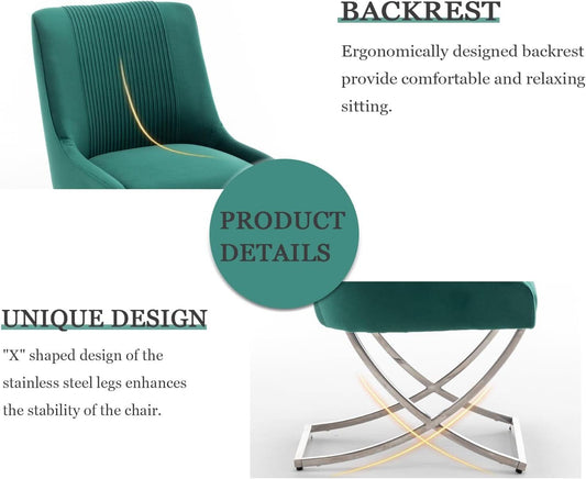 Midnight Emerald Green Tufted Dining Chairs Collection