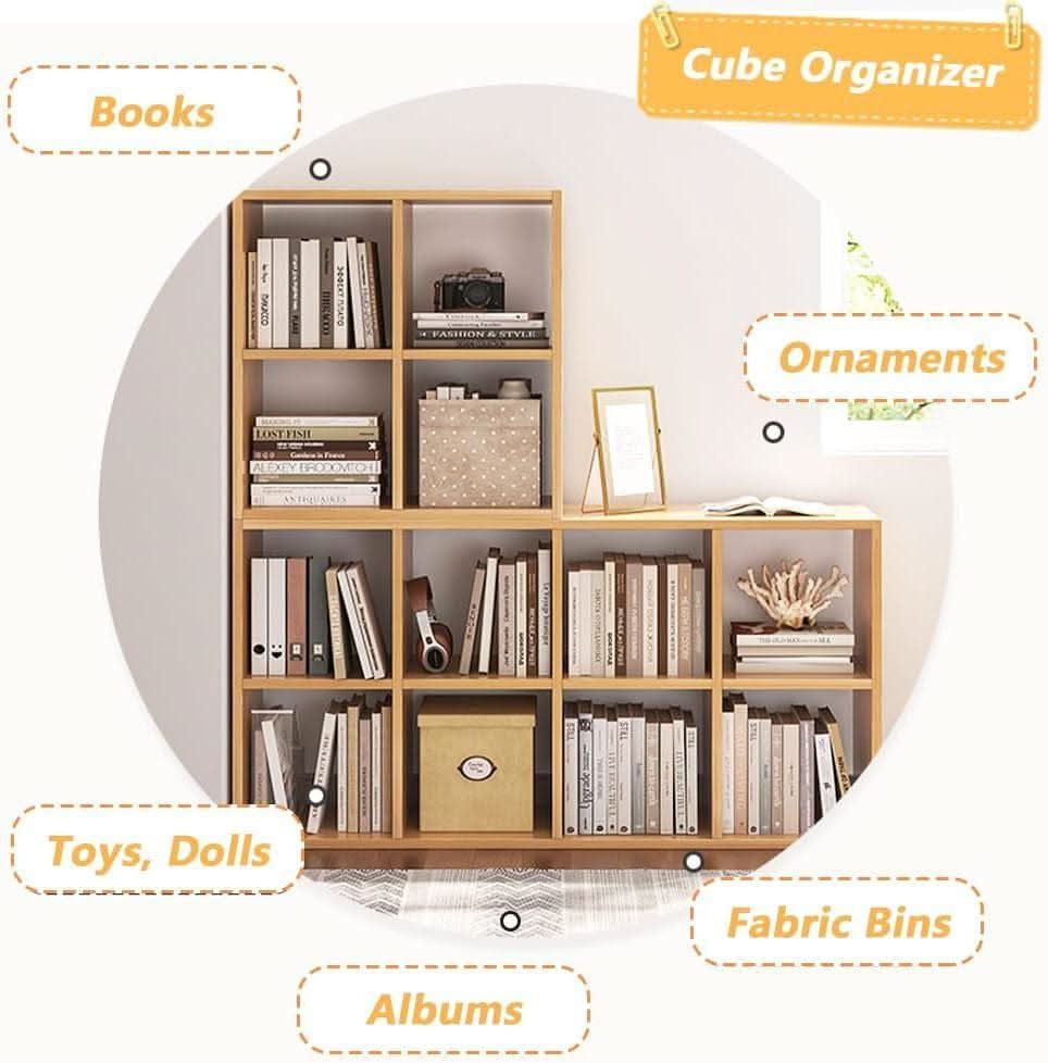 Modularized Cube Organizer Bookcase White Fabric Bins