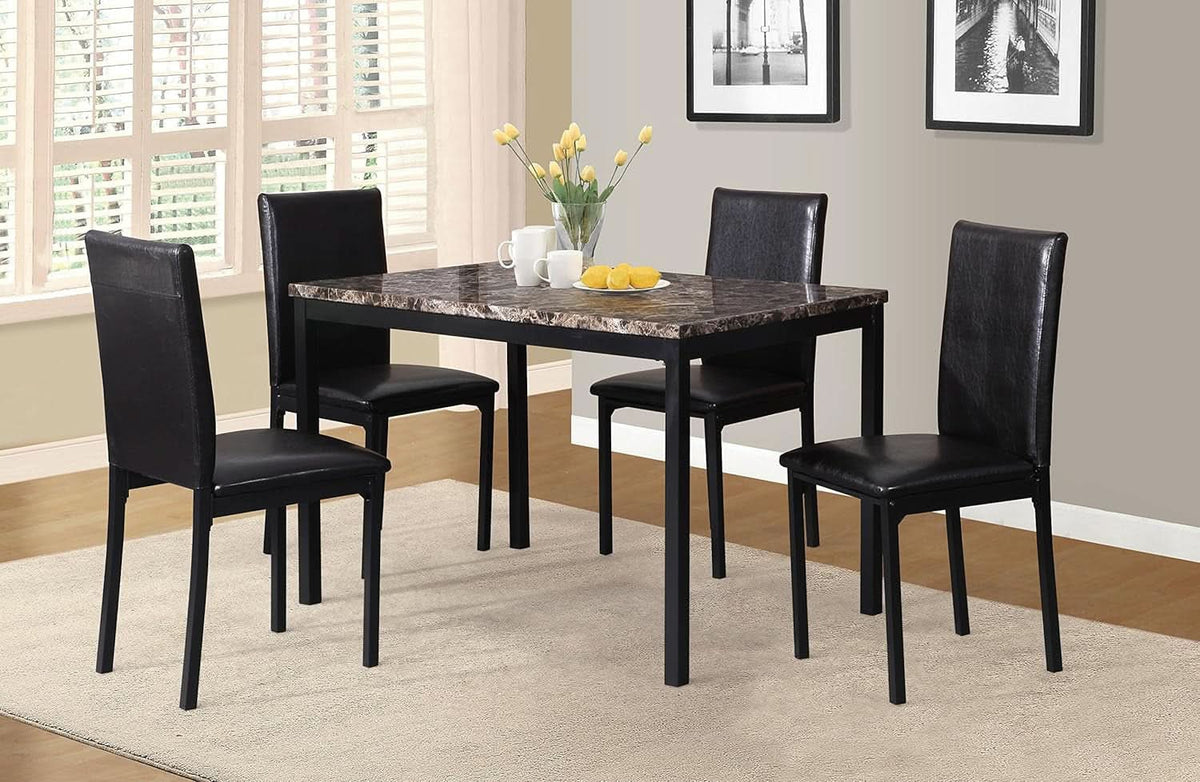 Black Metal Dining Table With Laminated Faux Marble Top