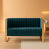 57 Inch Teal Velvet Loveseat For Living Room High Density Foam-0