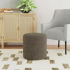 Dark Brown Boucle Round Ottoman Footrest Upholstered