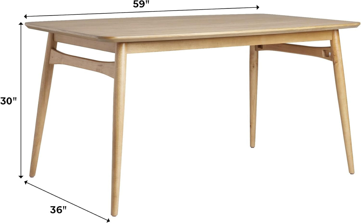 Mid-Century Solid English Ash Dining Table 59-Inch