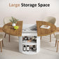 Extendable Round Dining Table FortyThree Inch Storage Cabinet