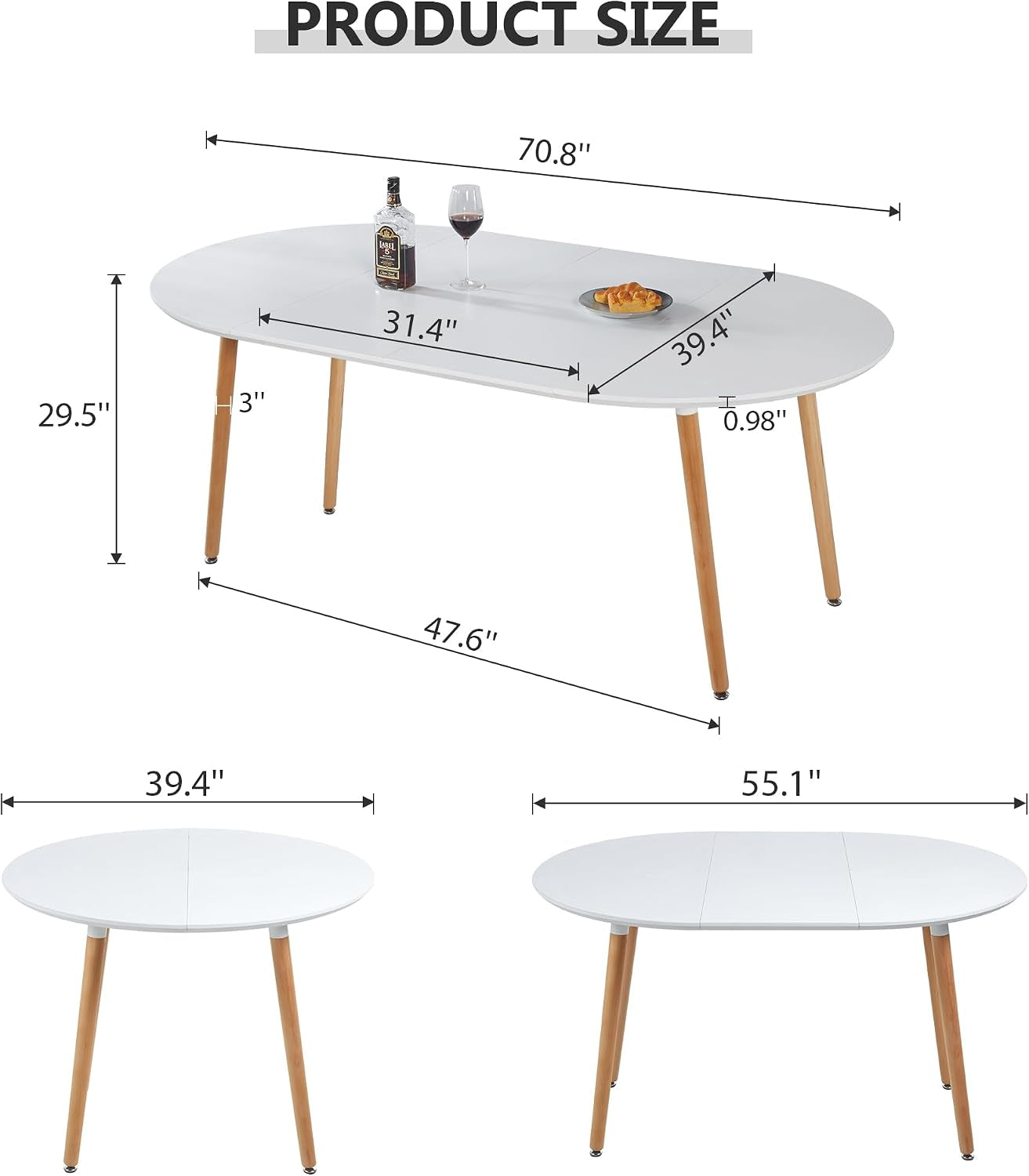 Extendable Oval Dining Table Metal Construction Grey-1