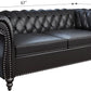 Two Piece Chesterfield Leather Living Room Set With Black Leather Loveseat And Chair-2