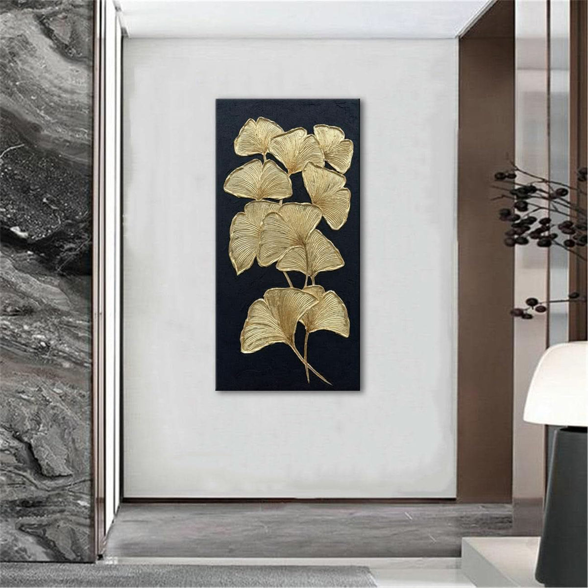 Elegant Gold Ginkgo 60x120 Centimeter Canvas Wall Art