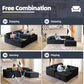 106 Inch Black Corduroy Upholstered Sectional Sofa