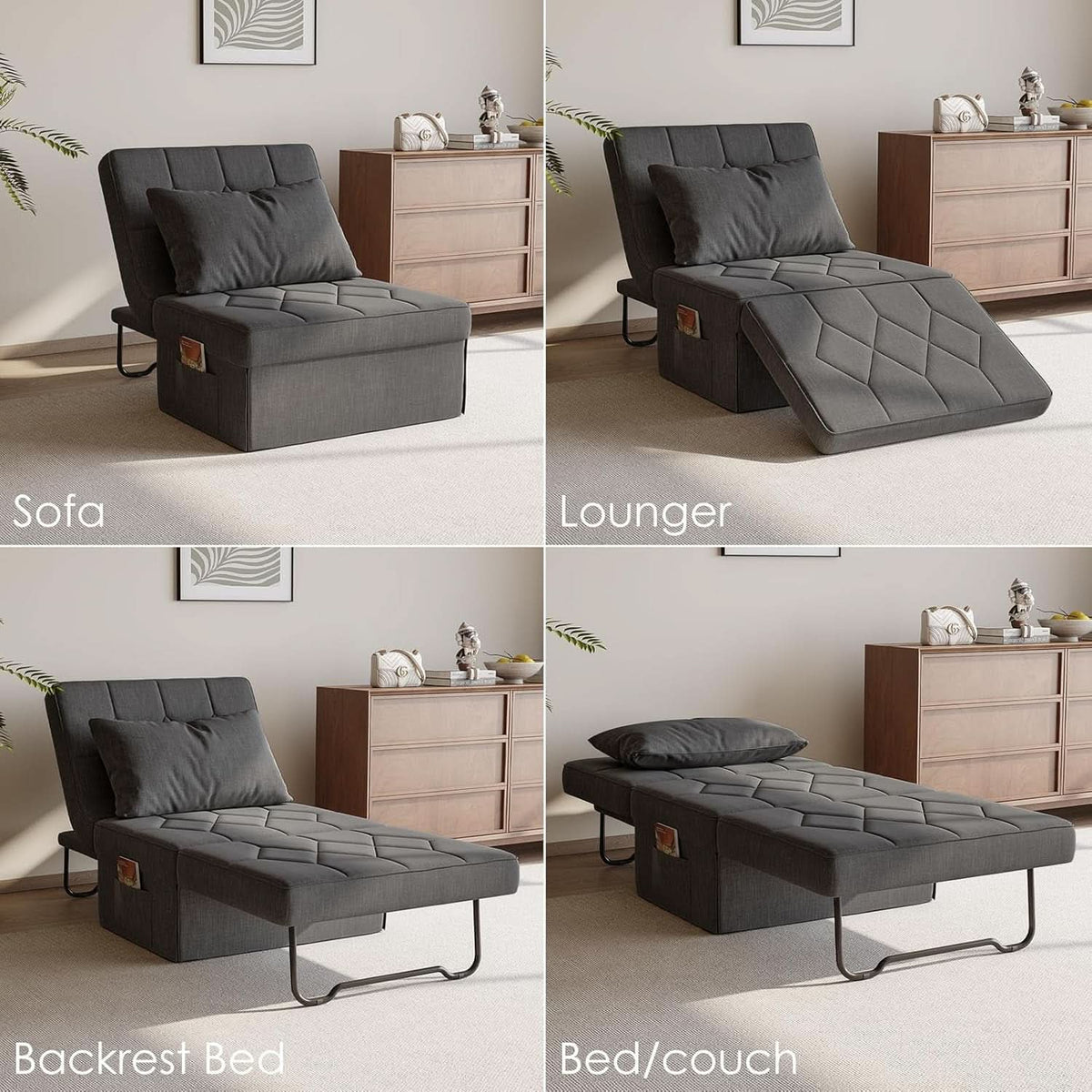 4 In 1 Convertible Sleeper Sofa Bed With Ottoman