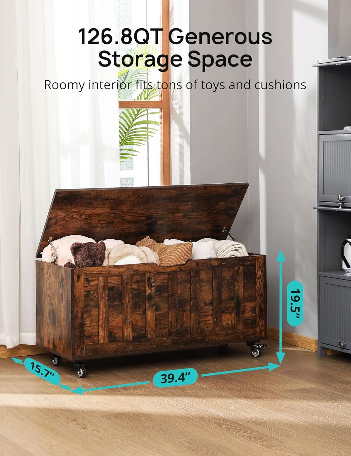 39 Inch Rustic Brown IndustrialGrade SolidStorage Chest