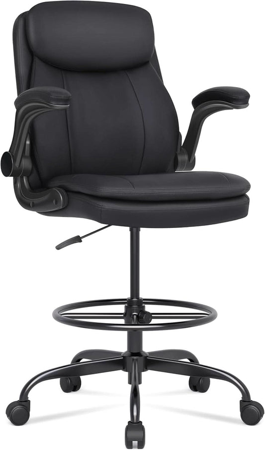 Adjustable Height Leather Drafting Chair For Standing Desk