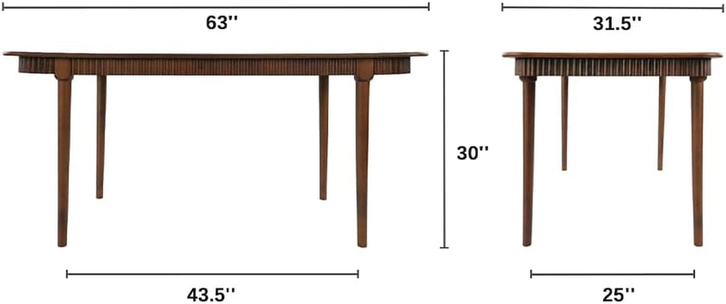 63 Inches Rectangular Solid Farmhouse Dining Table
