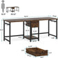 79Inch RusticBrown Double Desk With Storage Drawer