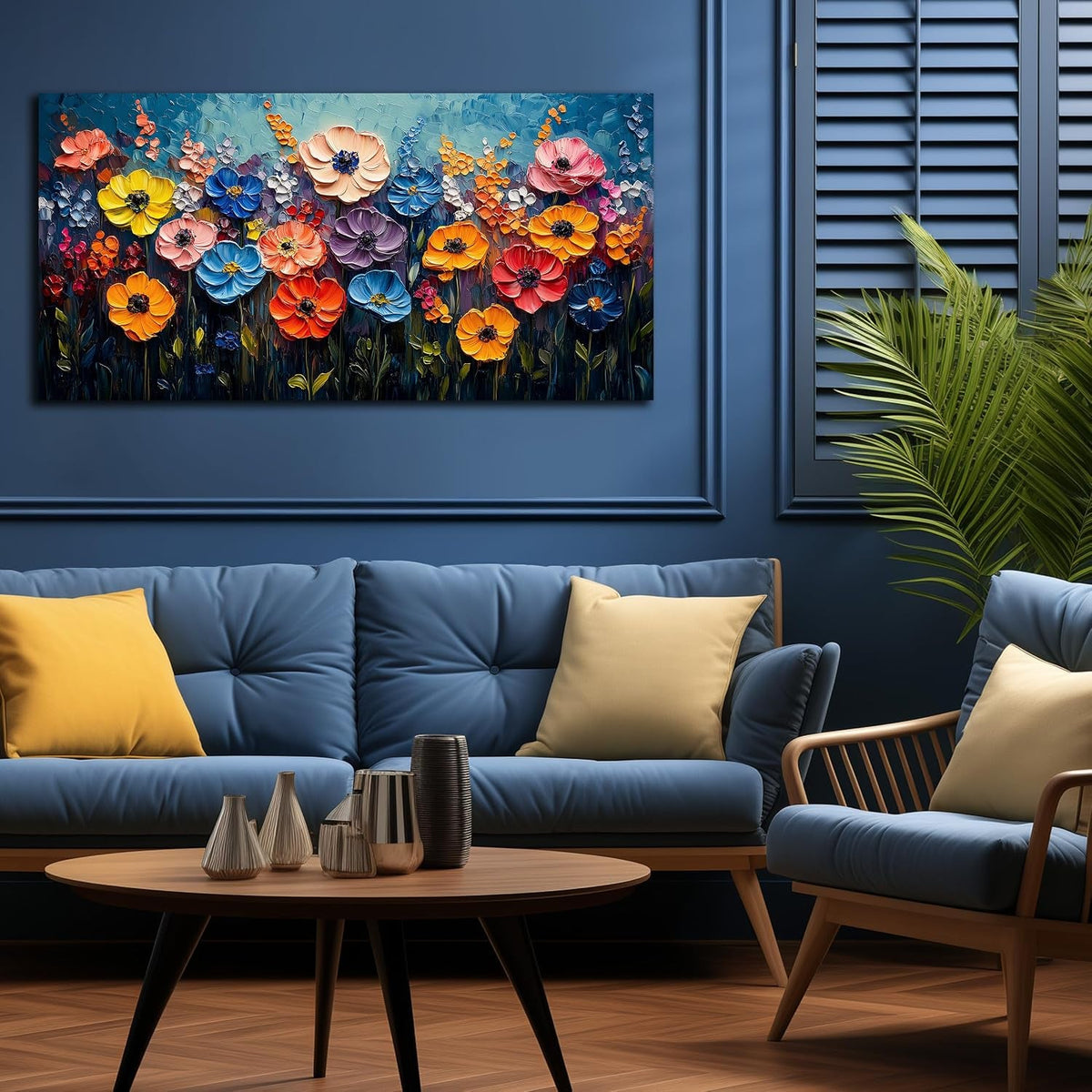 Flower Canvas Wall Art 20x40 Inch Colorful