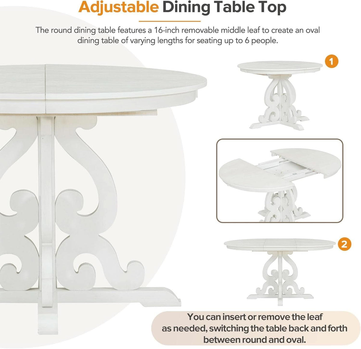 Round Solid Wood Dining Table Set Four-3