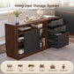Fifty Five Inch Walnut Sturdy File Cabinet With Drawers