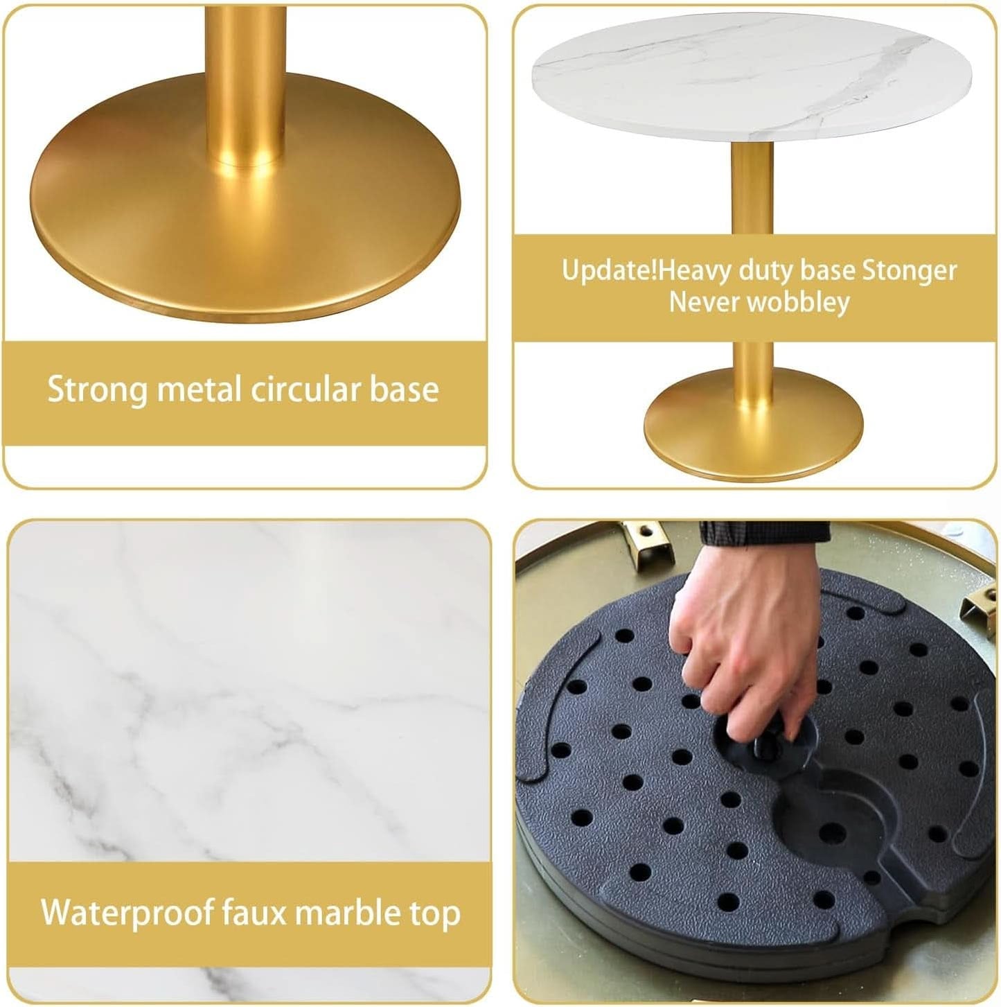 Round Diameter Precise 30 In Dining Table White Marble Top