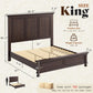 Solid Pine King Platform Bed Frame 65.2In Headboard