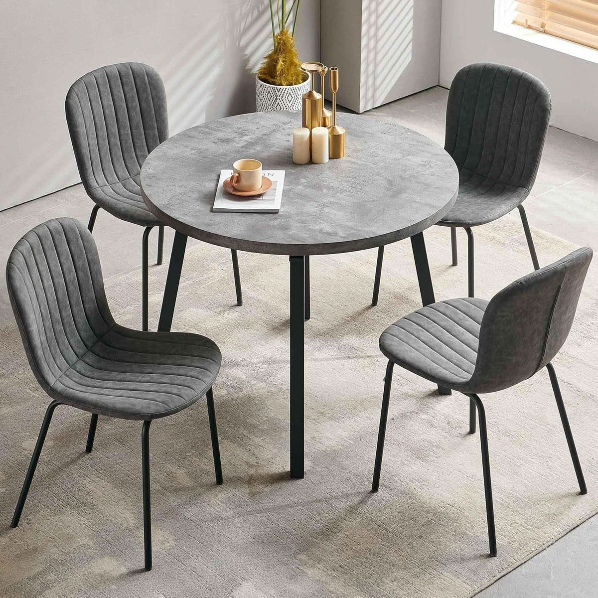 Grey Mid Century Upholstered Dining Chairs Collection