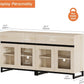 Oak Sideboard Buffet With Glass Doors Light Finish