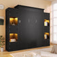 Queen Size Murphy Bed With Storage Cabinets And LED Lighting Black