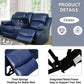Manual Leather Recliner Sofa Set Blue Living Room Furniture