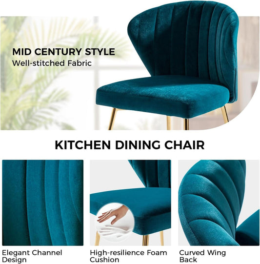 Teal Dining Chairs With Ergonomic Backrest Pro Set Of 2