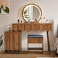 Walnut Vanity Desk Mirror With Integrated Lighting