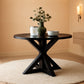 Black Oak Veneer Dining Table 48 Inch Square Cross Buck