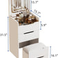 White Compact Vanity Desk Featuring Illuminated Lights