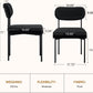 Boucle Upholstered Dining Chairs Black Curved Back
