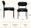 Boucle Upholstered Dining Chairs Black Curved Back