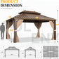 10x13 Galvanized Steel Gazebo With Netting Curtains
