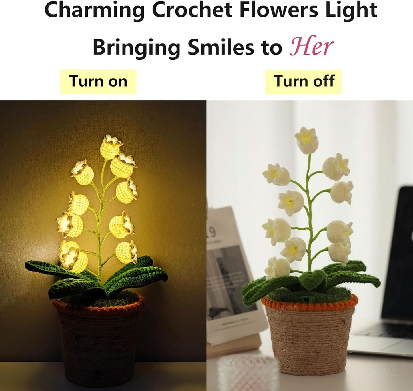 Cordless White Lily Of Valley Night light Desk Table Lamp-3